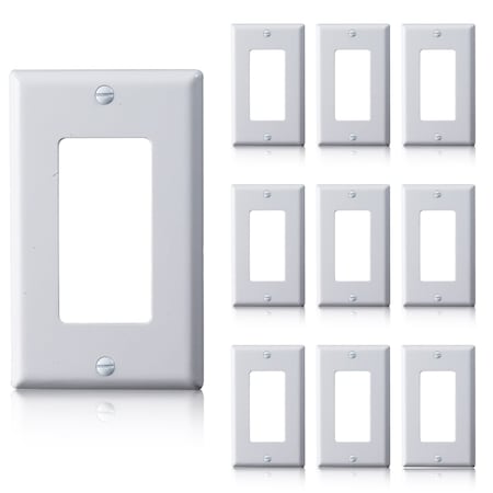 Faith 1-Gang Unbreakable Polycarbonate Light Switch Duplex Cover, White, 10PK DWP1-WH-10
